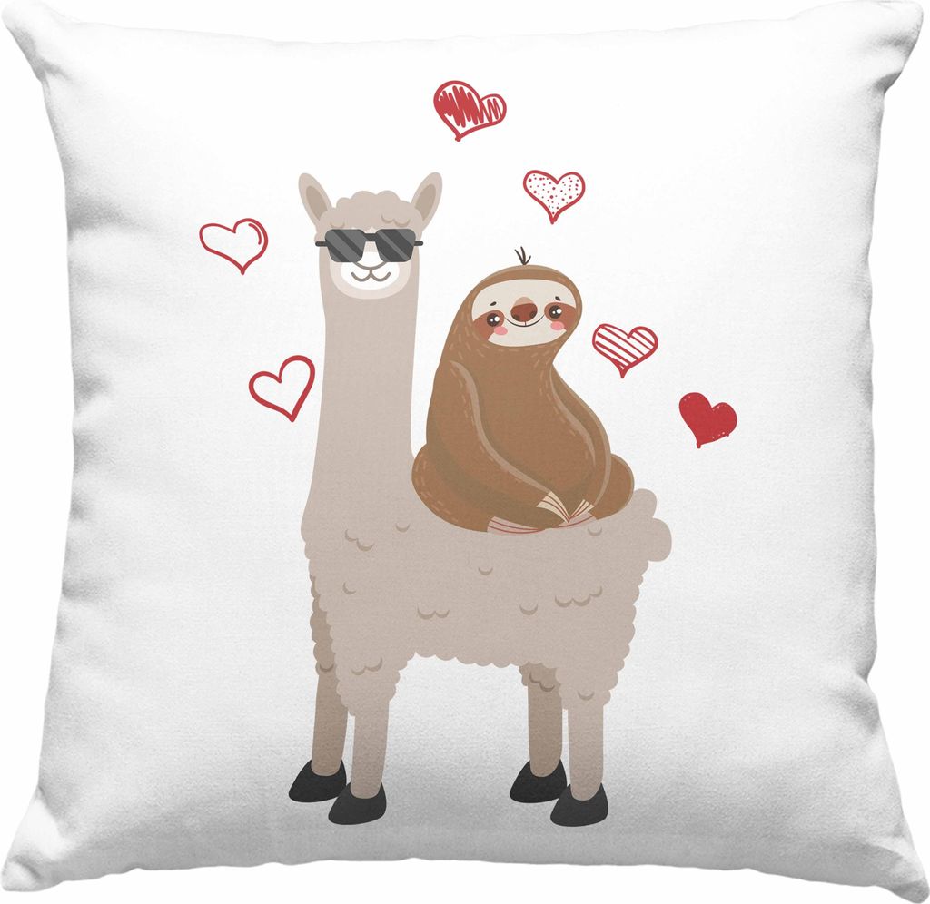 Trendation - Lustige Faultier Llama Grafik Deko-Kissen mit Füllung 40x40 Geschenk Frauen Kollegin Geschenkidee Lustig (Rosa)