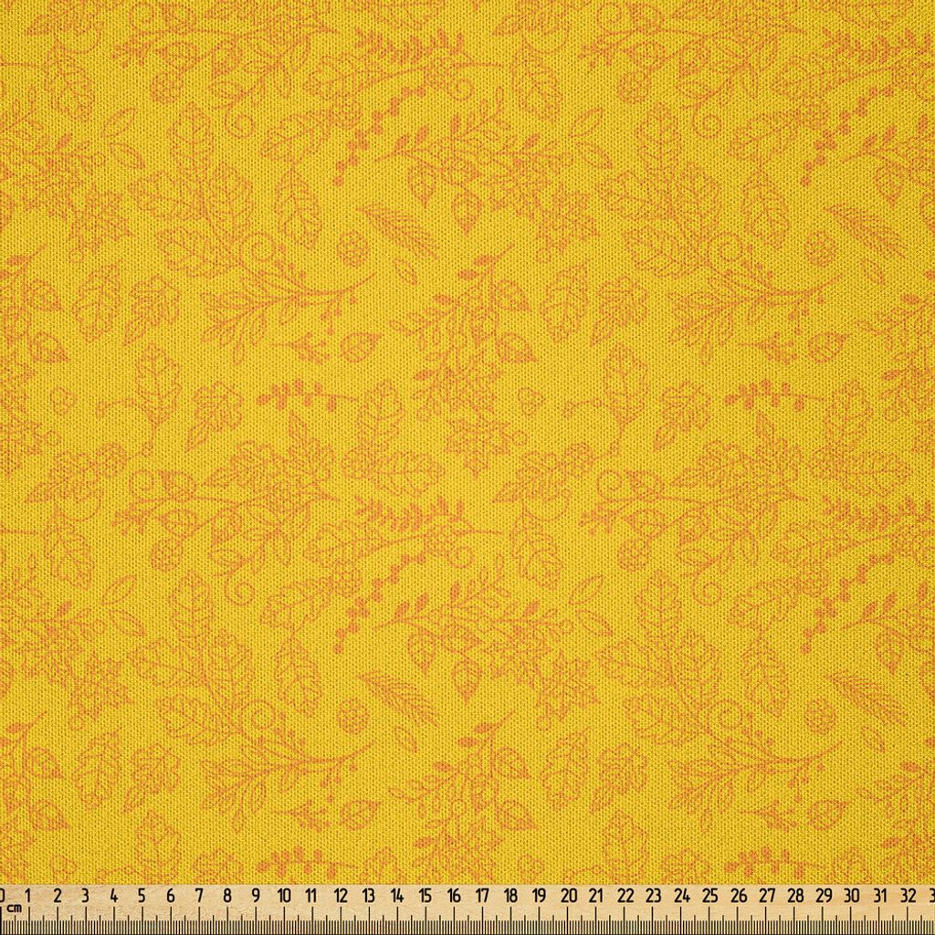 ABAKUHAUS Blumen Microfaser Stoff als Meterware , Herbst-farbiges Lorbeerblatt-Muster mit Blaubeerzahl-Fall-Jahreszeit Artful Illustration, 2 M (23...