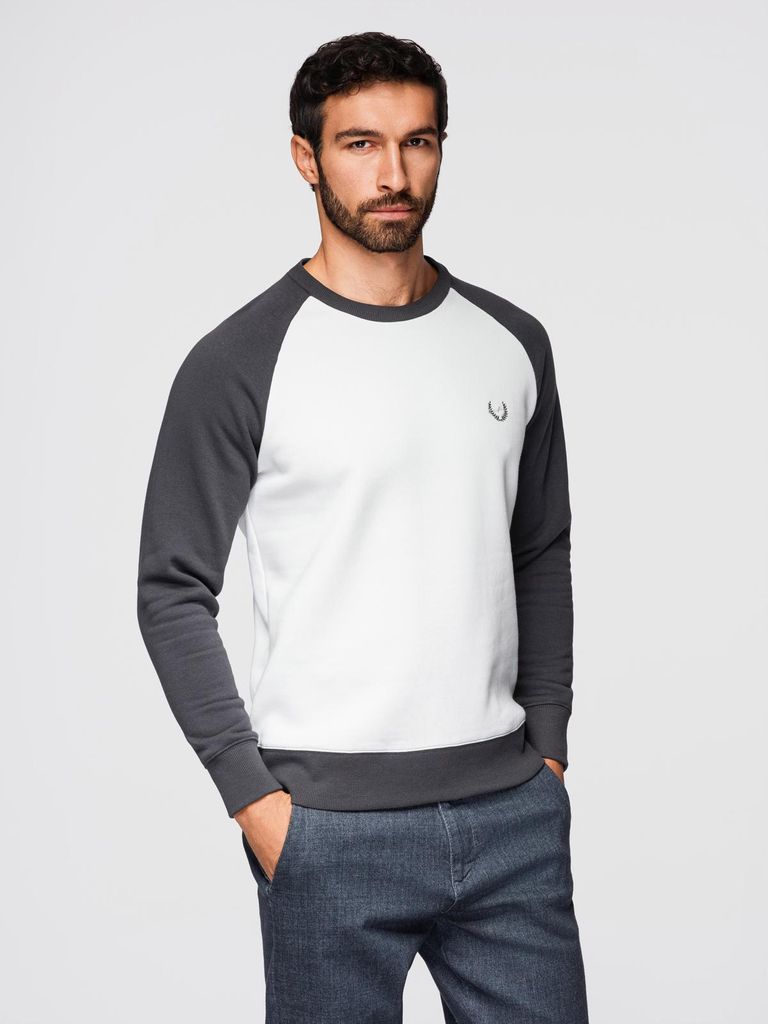 Ombre Clothing Herrensweatshirt ohne Verschluss Frang Weiß-Graphit XXL