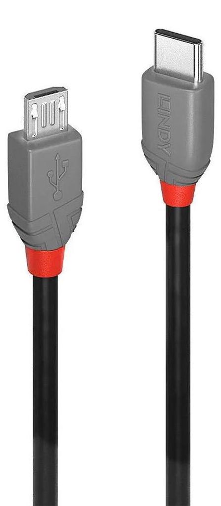 LINDY 3m USB 2.0 Typ C an Micro-B Kabel, Anthra Line Obrázek produktu 