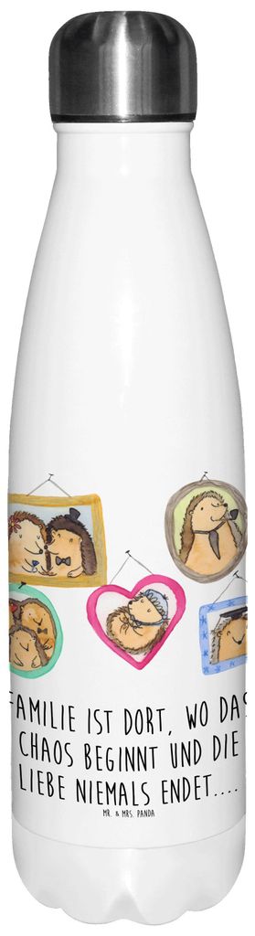 Mr. & Mrs. Panda Trinkflasche Igel Familie - Weiß - Geschenk, Bilder, trinkflaschen, Thermos, thermosflaschen, Liebe, Vatertag, Vakuumflasche, The...