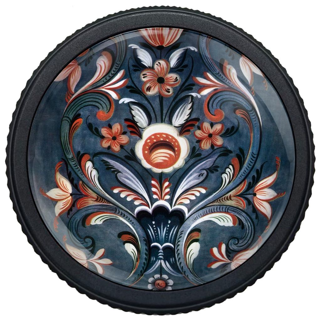 4 norwegische Rosemaling-Küchenschrankknöpfe, rund, mattschwarz, Aluminiumknöpfe, geriffelt, einlochig, Schubladengriff, Beschläge, Schranktür...