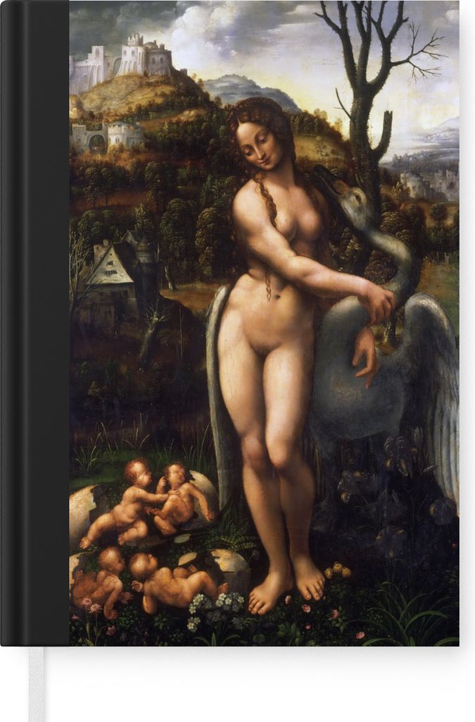 MuchoWow Notizbuch Tagebuch Haushaltsbuch Notebook A5 Leda und der Schwan - Leonardo da Vinci - Notizblock - Notizheft - Notebook - Schreibblock ...