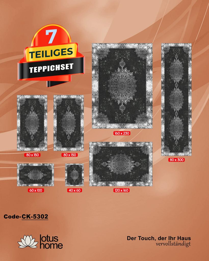 7-teiliges Teppich-Set CK-5302 Produktbild 