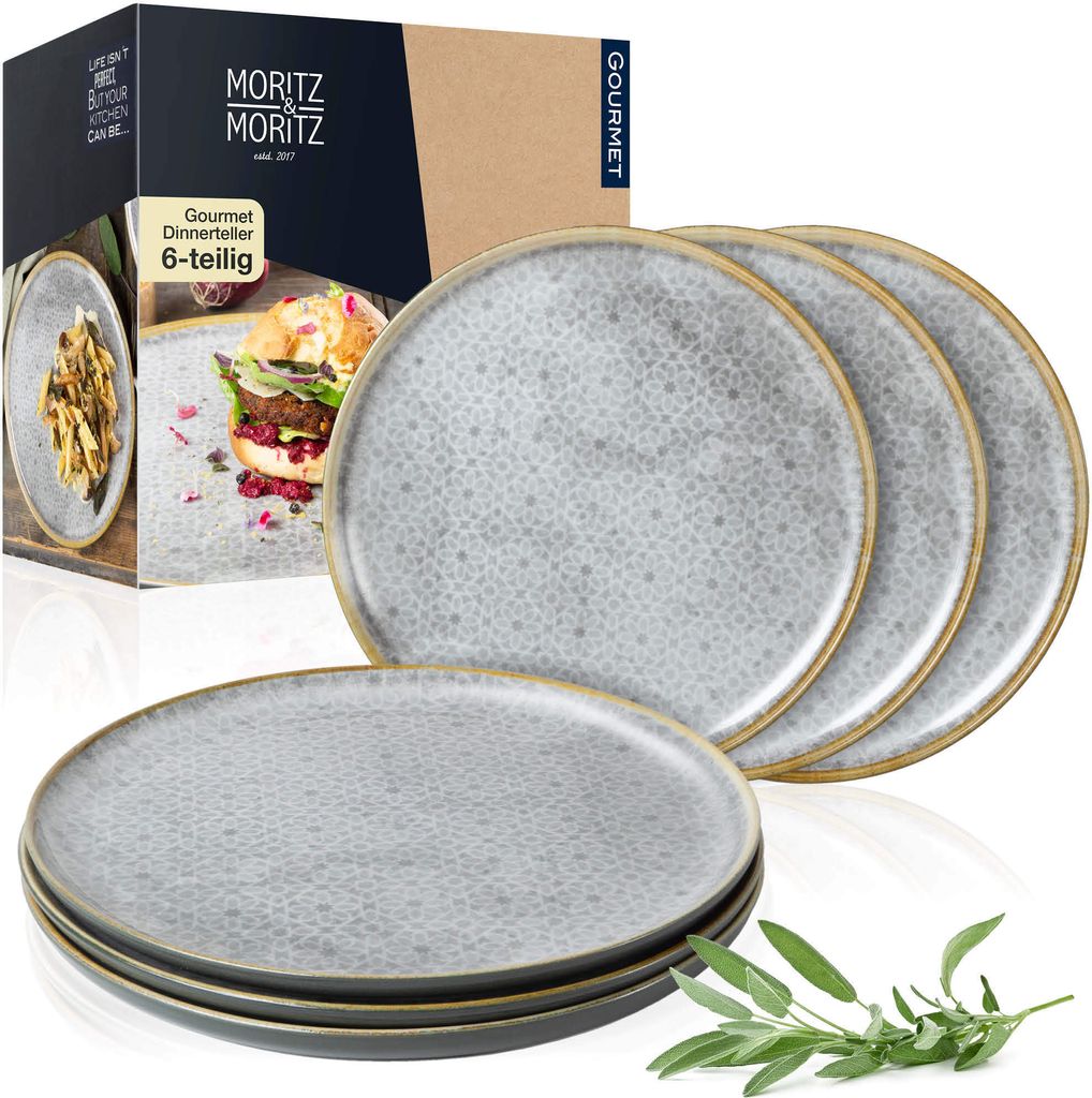 Moritz & Moritz TERRA 6x Speiseteller 27cm Teller Set Grau Produktbild 