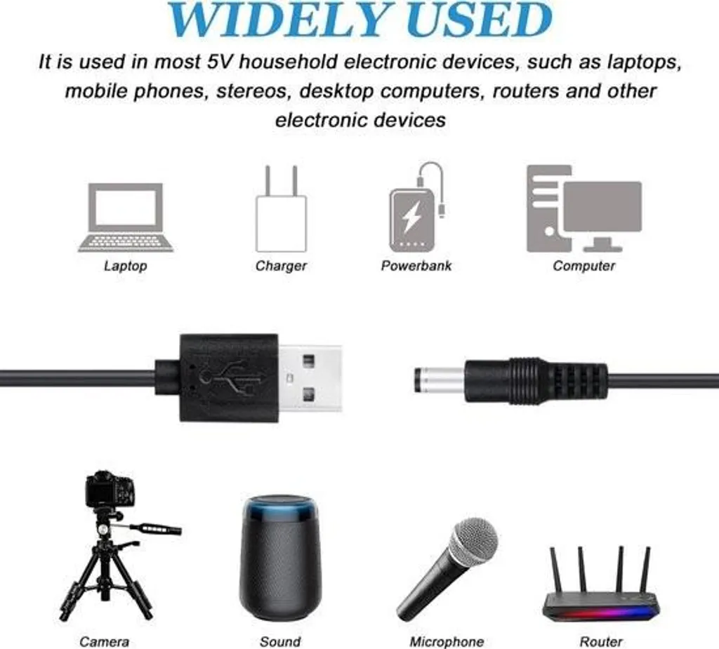 Câble USB vers DC Universel pour Ordinateur et Enceinte - Kit Charge 5V