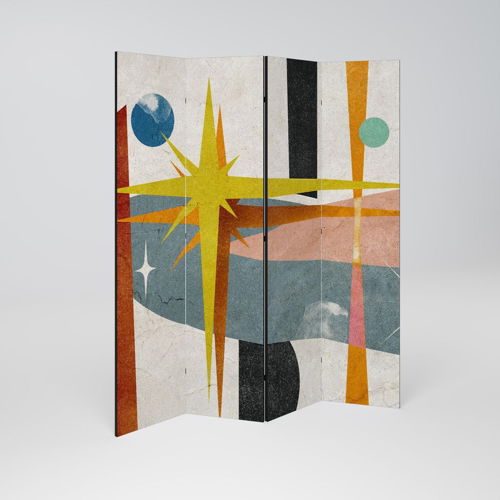 SpaceRebels Paravent Raumteiler - 4-teilig Raumtrenner, Druck 2-Seite - Raumtrenner - Trennwand Wohnung - Room Divider - Spanische Wand Deko Modern...