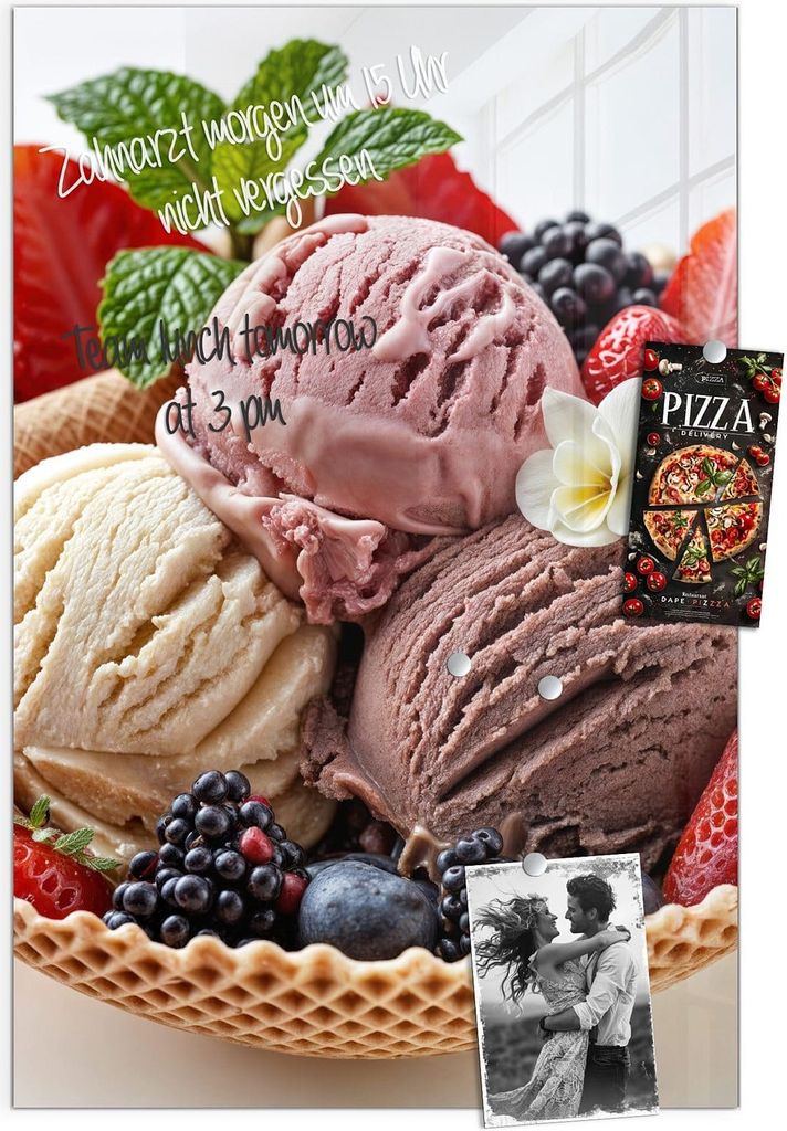 Magnettafel 40x60cm Pinnwand Whiteboard beschreibbar - Eiswaffelmit Obst