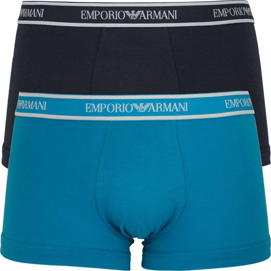EMPORIO ARMANI 2Pack Herren Boxershorts Stretch Baumwolle Gr:S Farbe:Türkis Dunkelblau