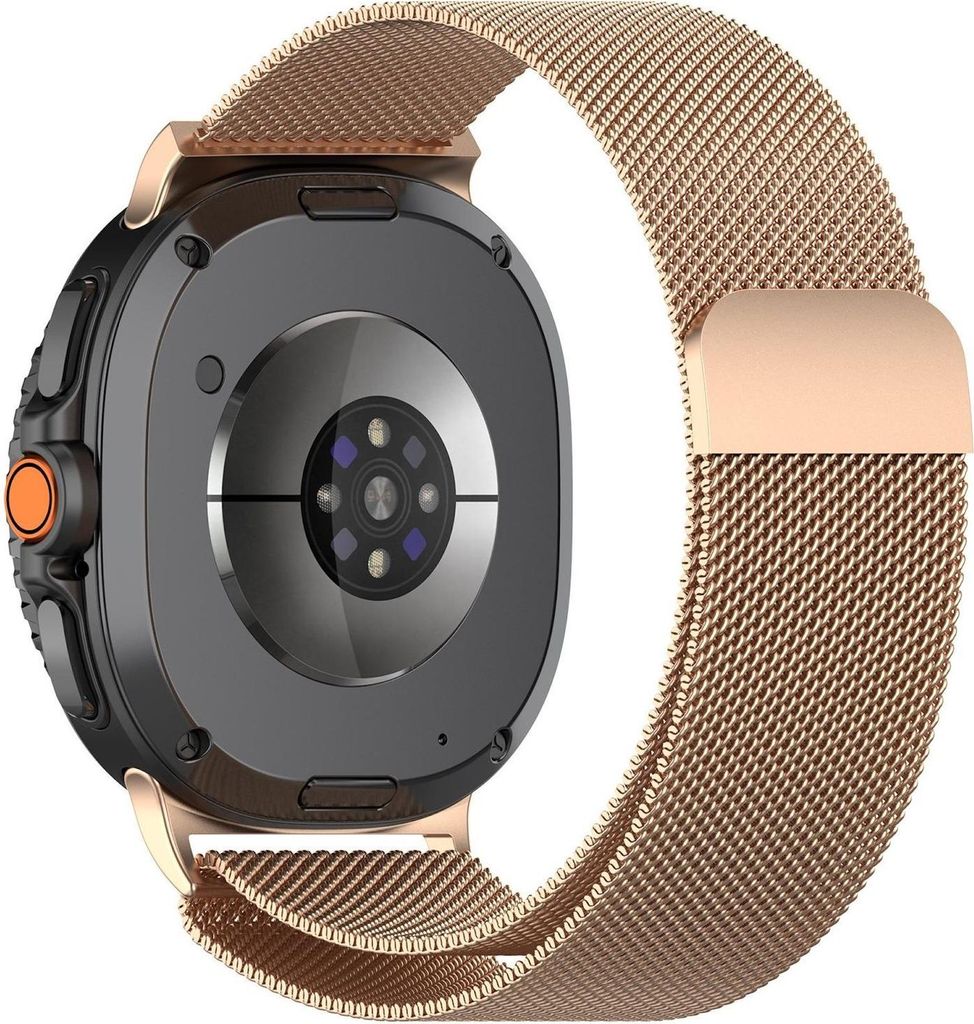 Für Samsung Galaxy Watch 8 / 8 Classic Milan Metall Stahl Mesh Armband mit Magnetverschluss Rose Gold