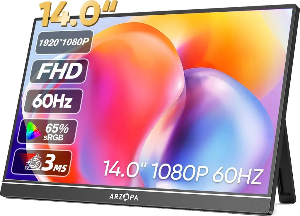 Moniteur portable IPS 140 A1S, vue grand angle et haute fidélité 1080P