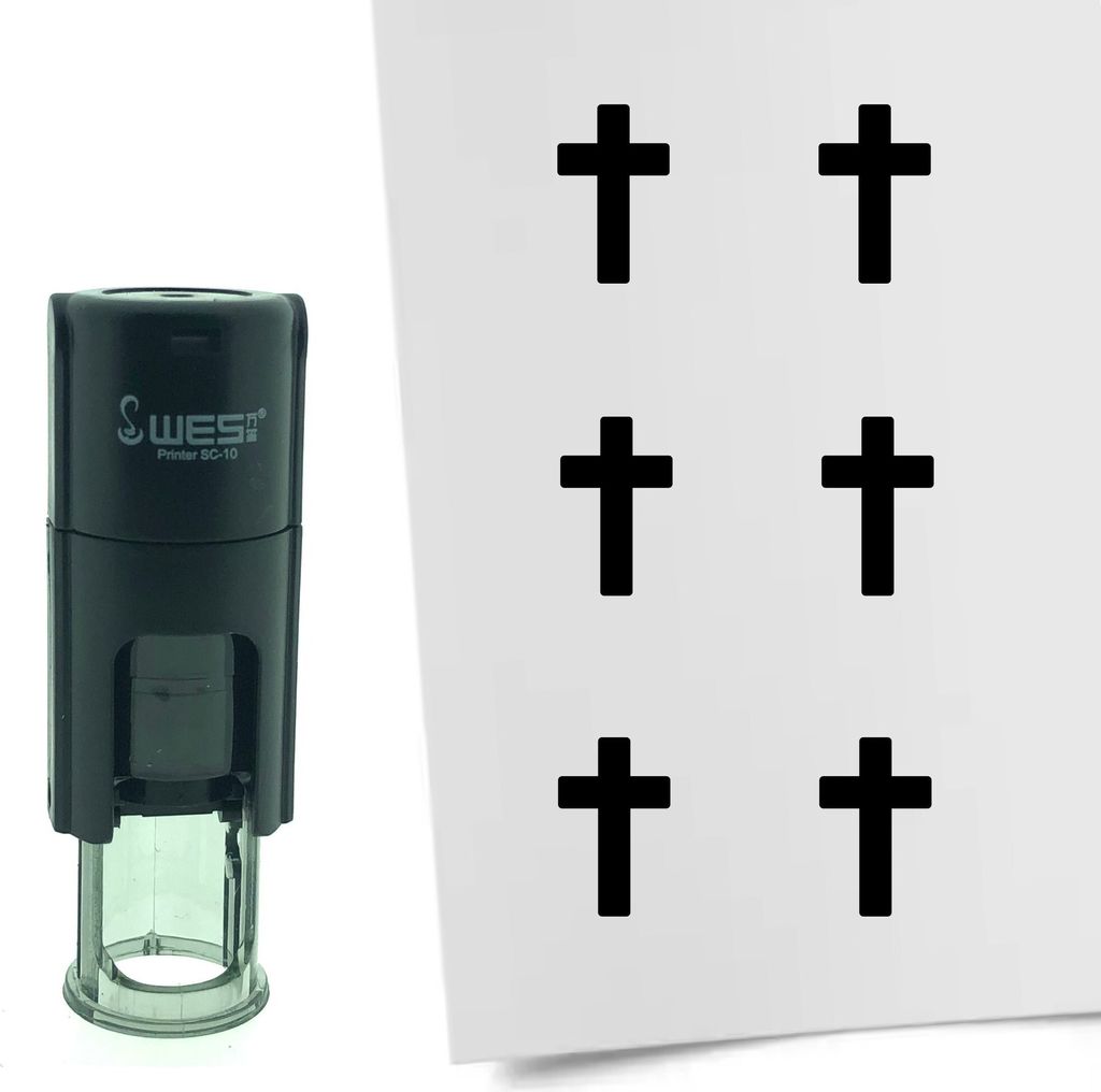 CombiCraft Selbstfärbender Stempel Sakrales Kreuz in der Farbe Schwarz, Ø10mm