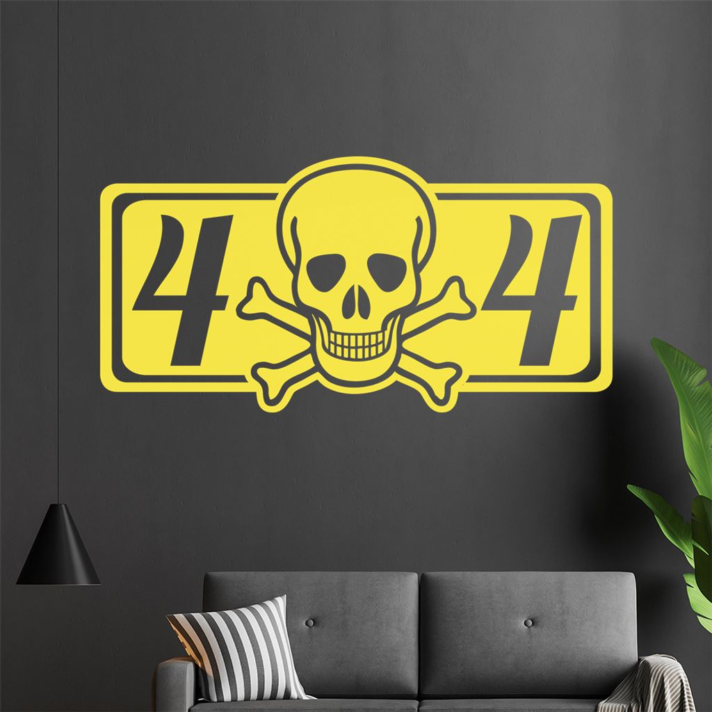 4 x 4 Totenkopf Wandtattoo in 6 Größen - Wandaufkleber Wall Sticker - Dekoration, Küche, Wohnzimmer, Schlafzimmer, Badezimmer
