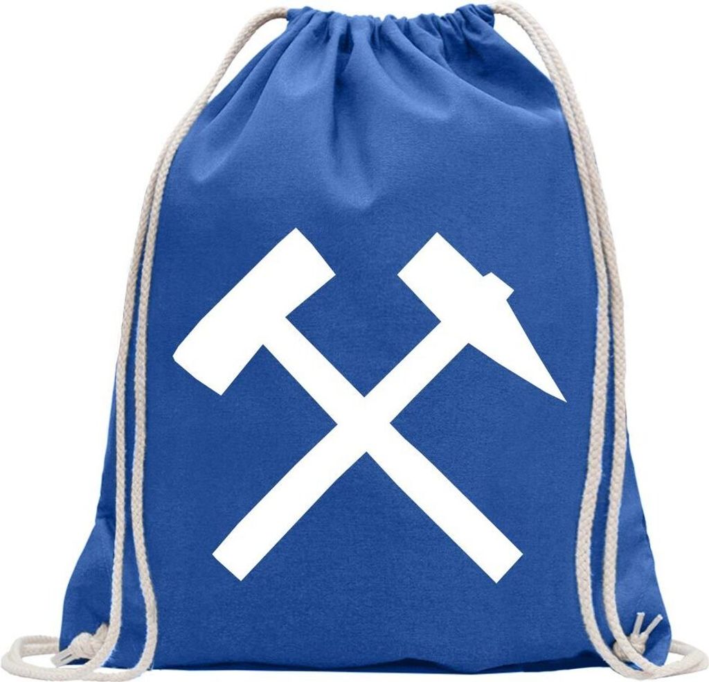 Kiwistar - Turnbeutel - royal - Bergbau - Glück auf! - Kumpel - Fun Rucksack Sport Beutel Gymsack Baumwolle mit Ziehgurt