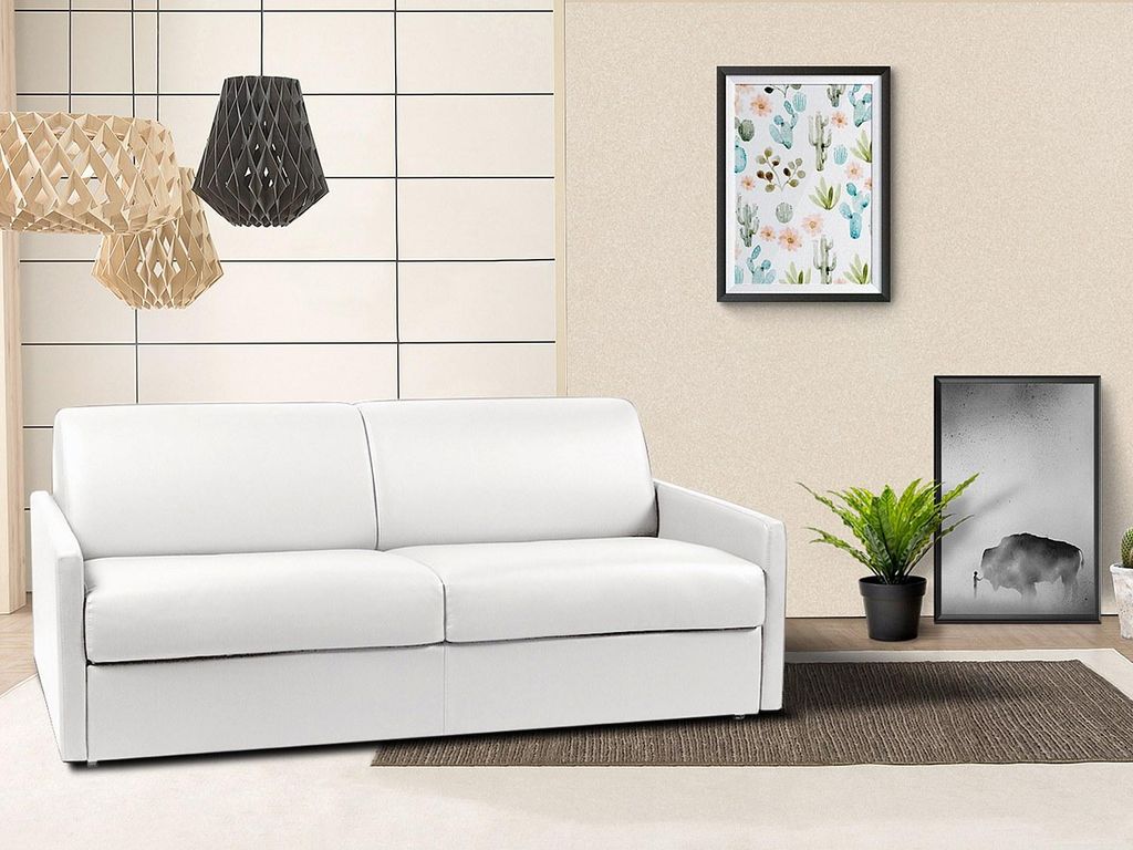 4-Sitzer-Sofa mit Express-Klappmechanismus aus CALIFE- - Farbe: weiß - Maße der Liegefläche: 160 cm - Matratze 14 cm