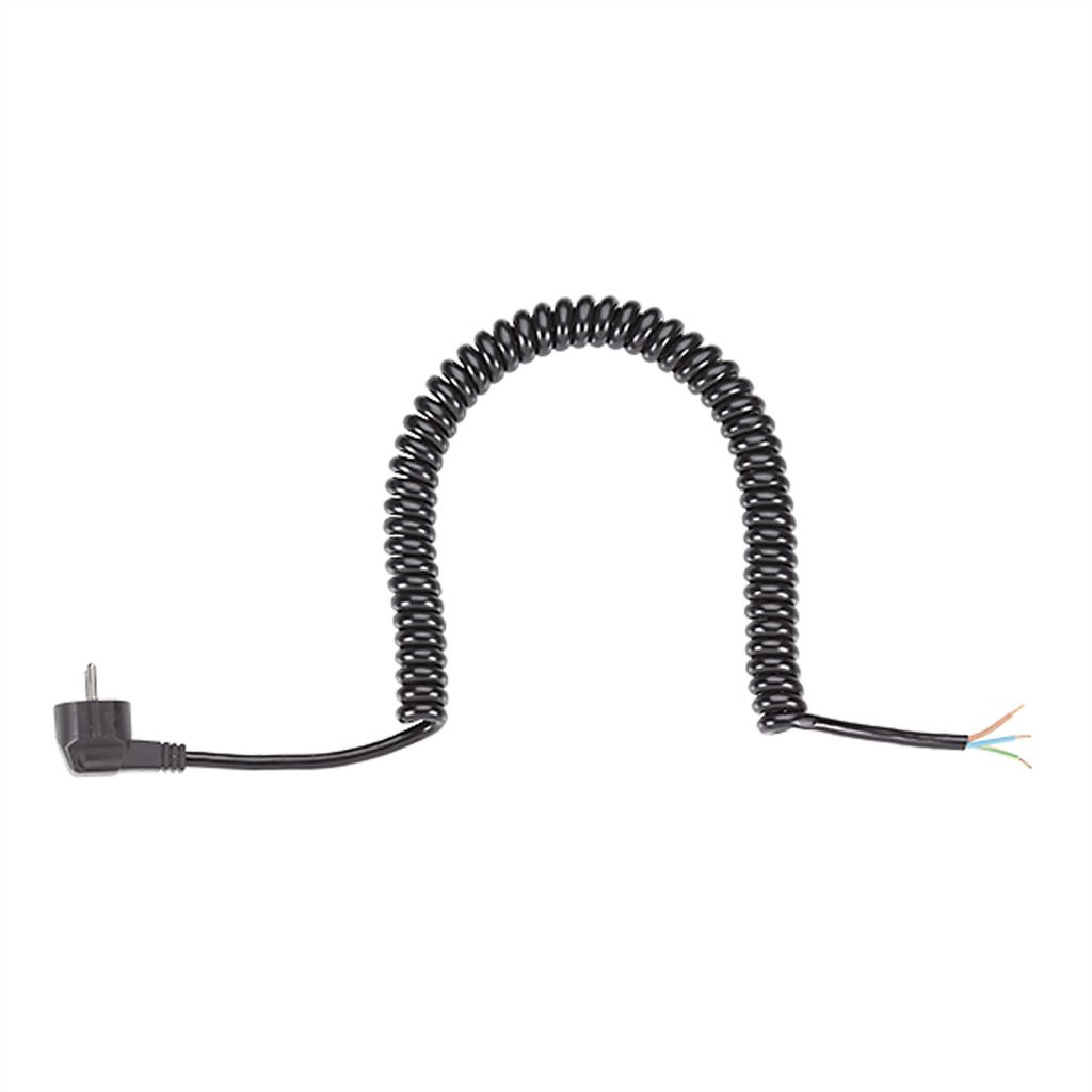BACHMANN Wendelleitung 1-4m schwarz, H05VV-F 3G1,5mm² AEH/CEE7/7