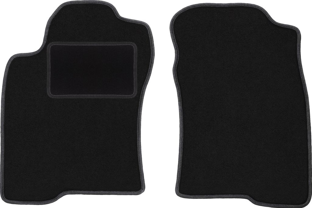 Velours-Fußmatten Vorne passend für Toyota Land Cruiser J120 (5-türig, Bj. 2002-2009) – schwarz, passgenau, mit Befestigungen set 2 Stk. - ST...