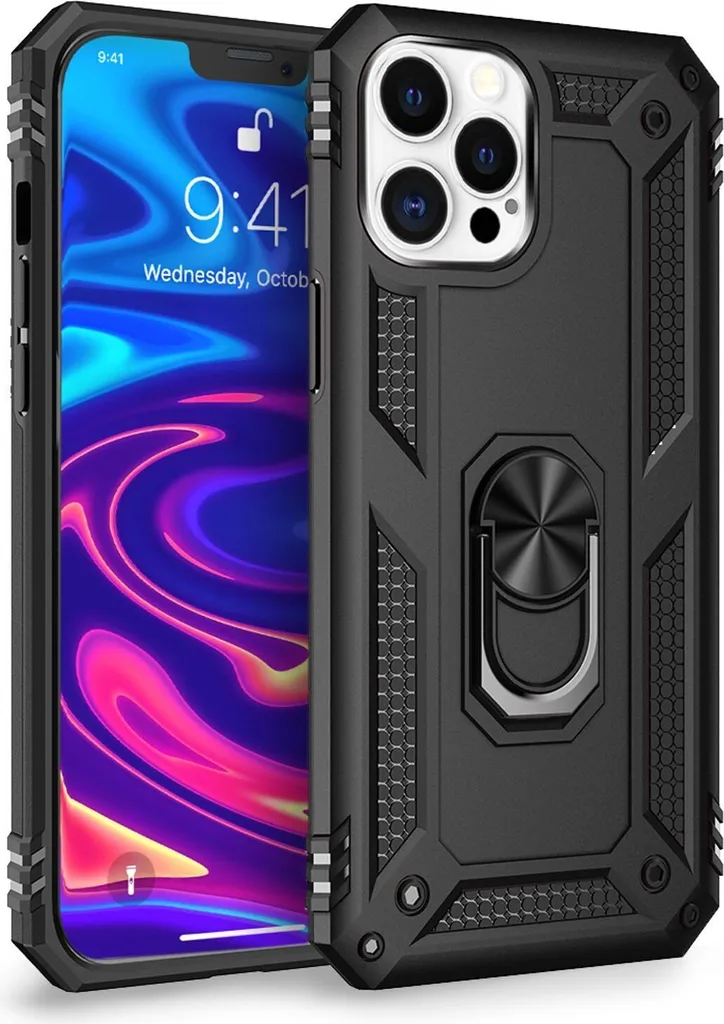 Cover NALIA iPhone 12 Pro Max - Custodia Silicone Rigida con Ring Holder