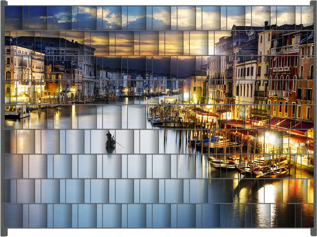 Wallario Zaunsichtschutz mit Motiv Canal Grande in Venedig am Abend mit untergehender Sonne für Ein- und Doppelstabmatten Zäune in der Größe 25...
