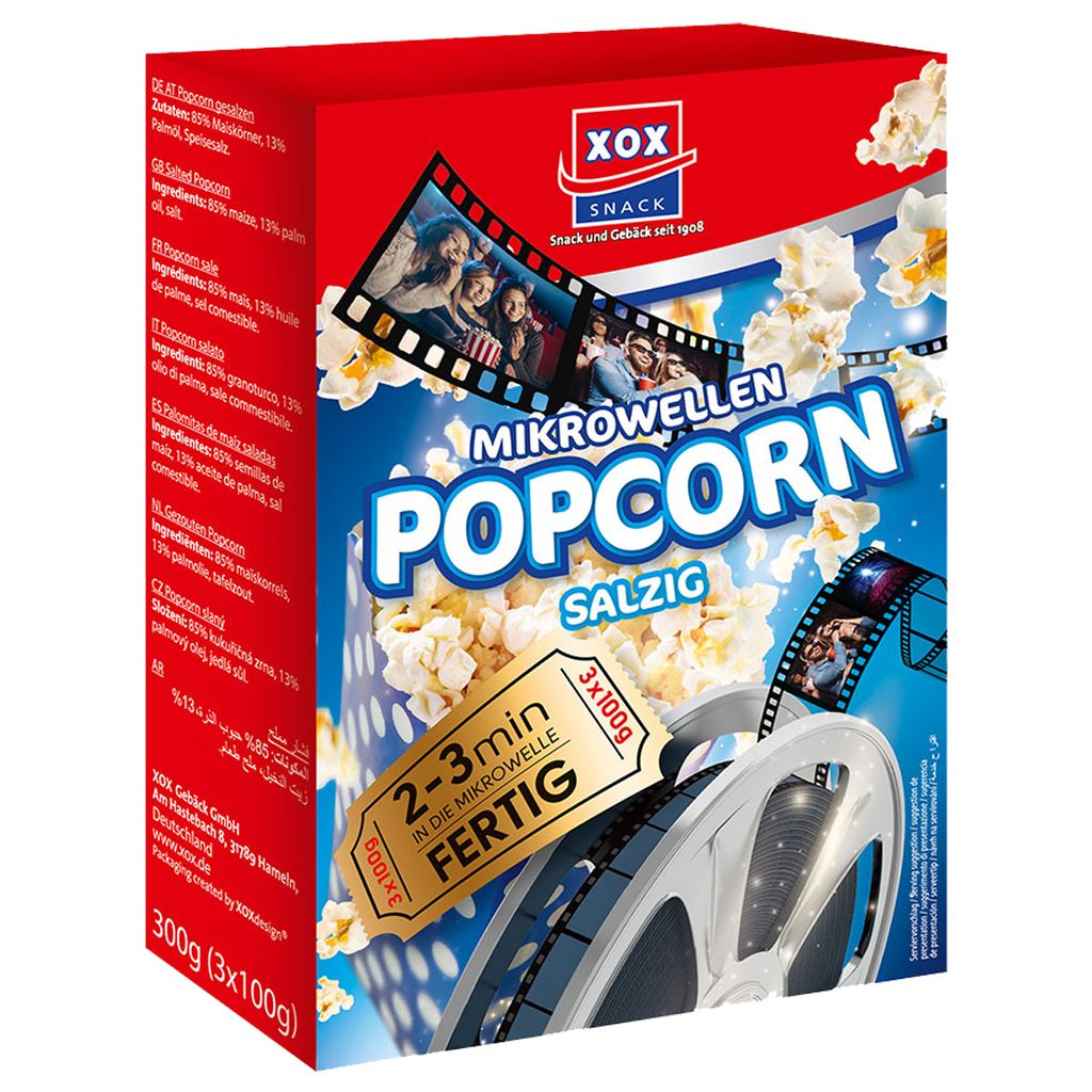 XOX mikrovlnný popcorn slaný klasický chrumkavý a rýchly na Obrázok produktu 