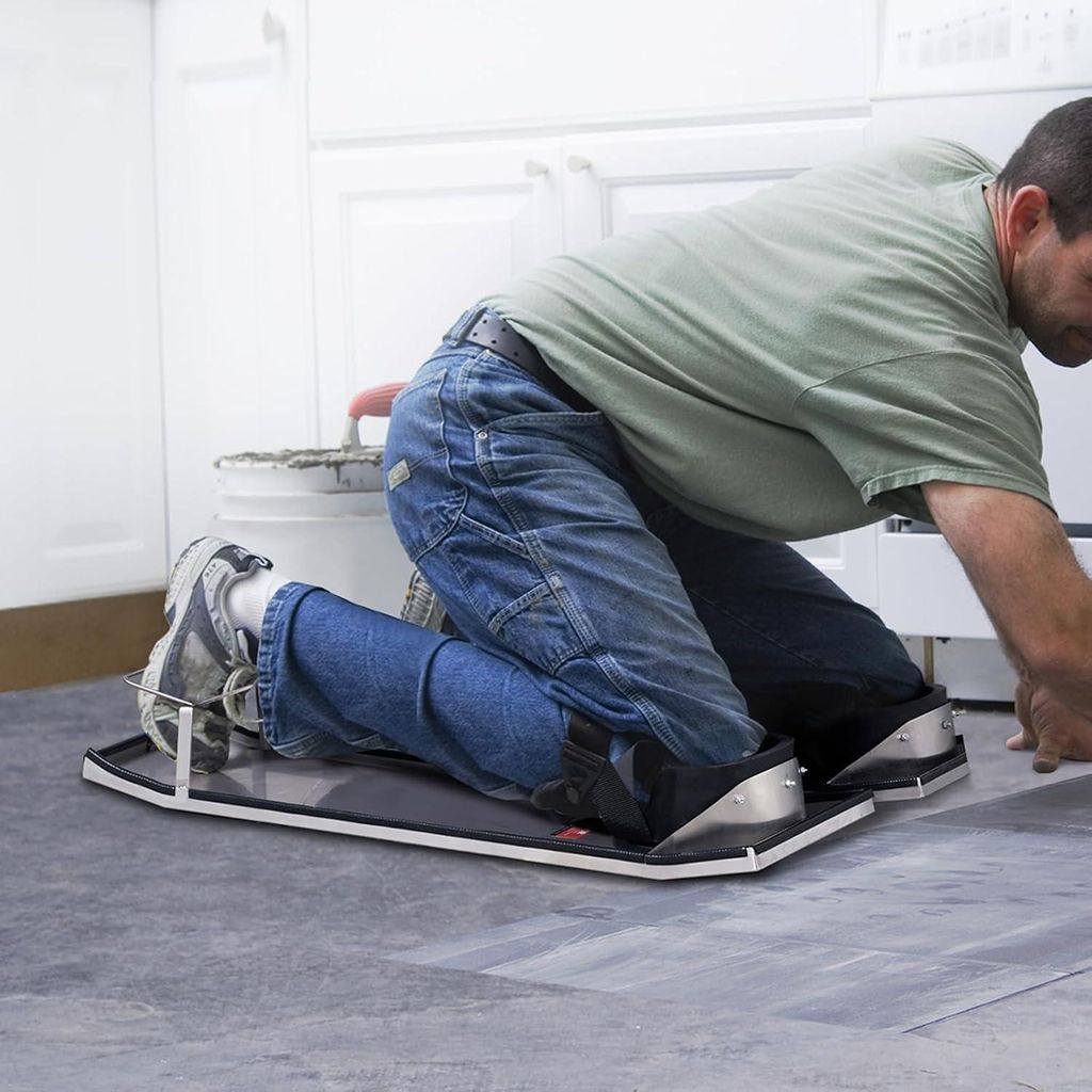 Knieplanken aus rostfreiem Stahl - 30'' x 10'' Gleiter für Betonarbeiten, mit Knieschonern und Bordbändern für Zement- und Betonverarbeitung