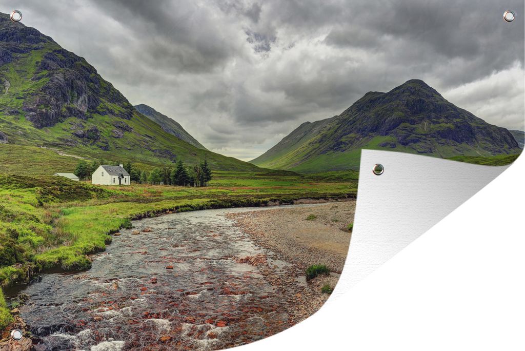 MuchoWow 60x40 cm Outdoor-Poster Gartendeko Sichtschutz Garten Poster für den Garten Blick auf die grüne Umgebung von Glen Coe in Schottland