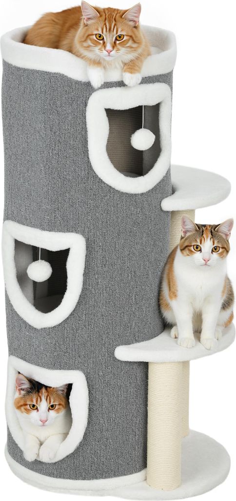 PawHut Kratztonne, 101 cm hoch Katzentonne mit Höhle, Produktbild 