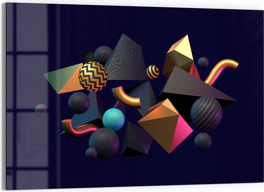 DEQORI Magnettafel Glas 60x40 cm 'Sammlung abstraker Formen' beschreibbar Whiteboard