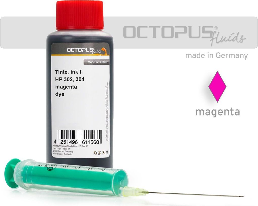 Nachfülltinte kompatibel für HP 302, 304 magenta with syringe