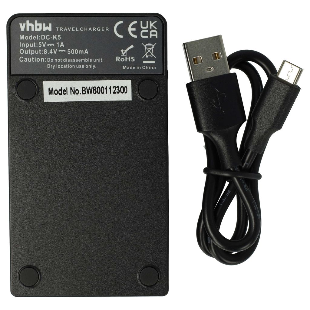 vhbw USB-C Ladegerät kompatibel mit Nikon D3400, D3500, D3300, D5100, D5200, D3100, D3200 Kamera Camcorder - Ladeschale + USB-C Kabel Ladeanzeige