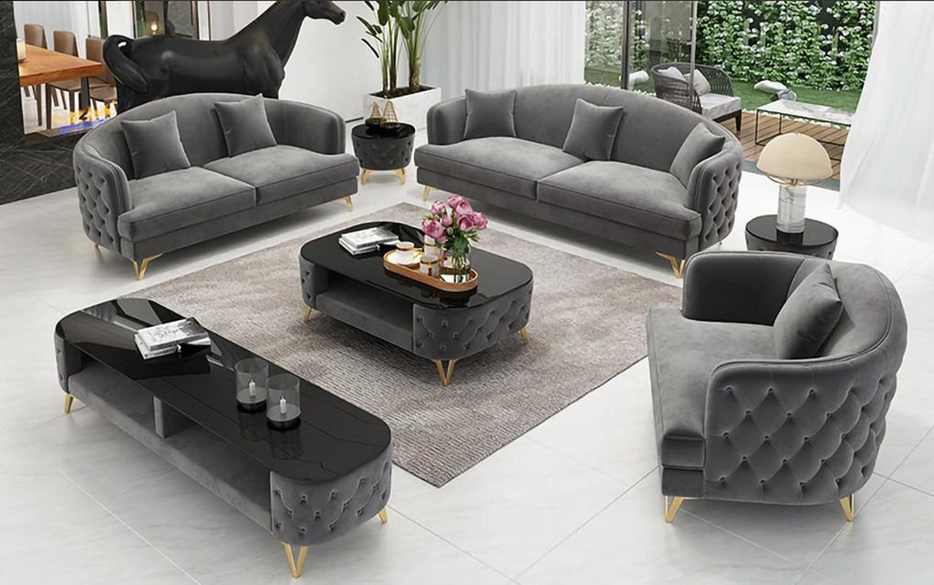 Sofagarnitur Couch Polster Set Sitz Sofa Garnituren 321 Sitz 3tlg. Chesterfield