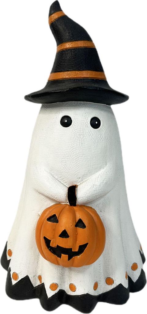 Halloween-Geisterstatue, kleiner weißer Geist mit Kürbisfigur, süßes Geisterharz-Tischornament für Halloween-Dekoration im Innen- und Außenbe...