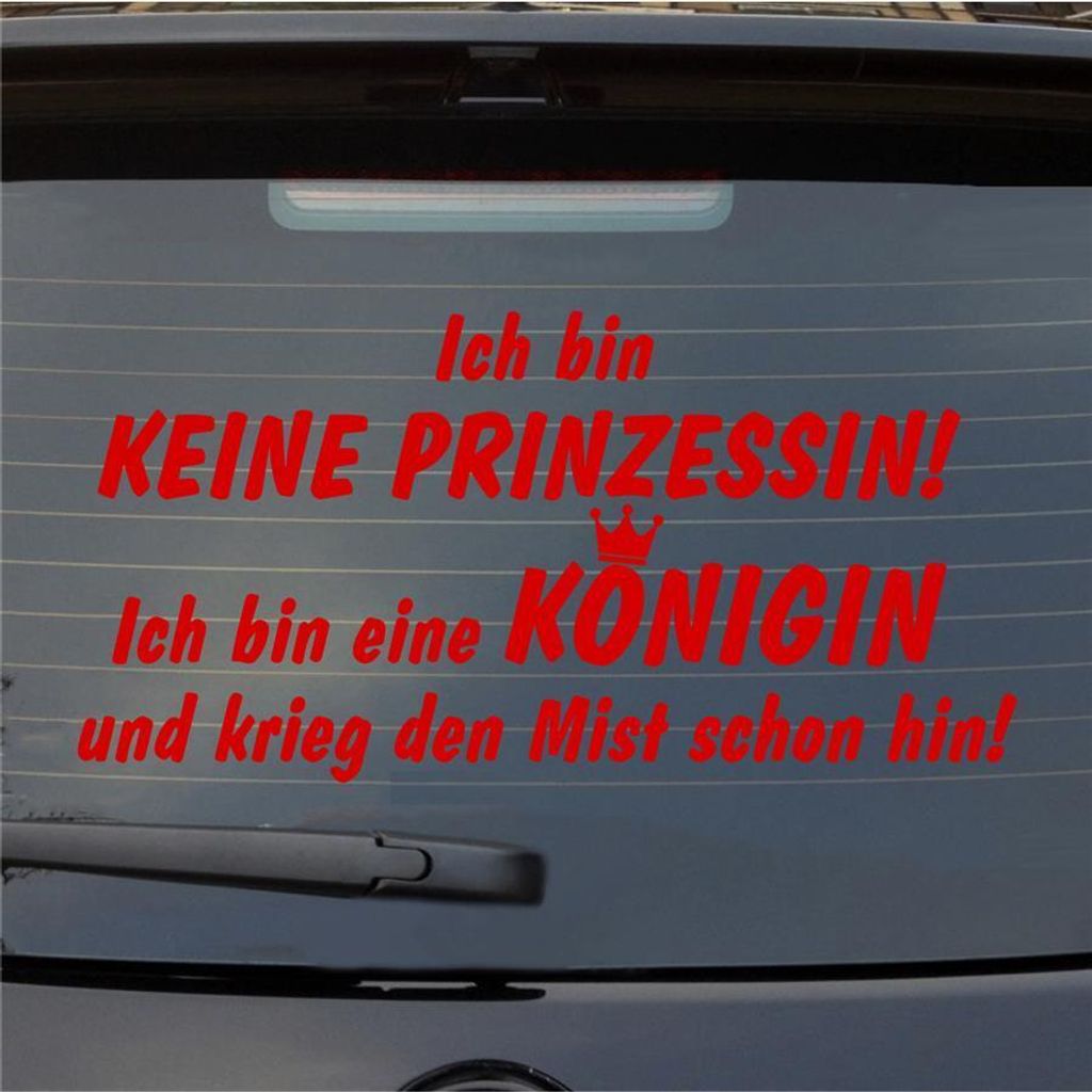 Heckscheibenaufkleber Ich bin keine Prinzessin ich bin eine Königin 55x28 cm Rot Auto Aufkleber Sticker