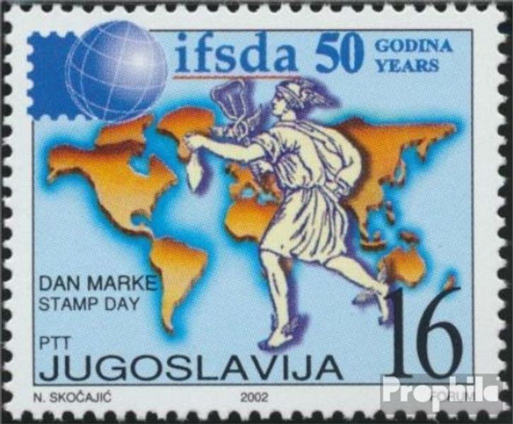 Briefmarken Jugoslawien 2002 Mi 3092 (kompl.Ausg.) postfrisch Tag der Briefmarke