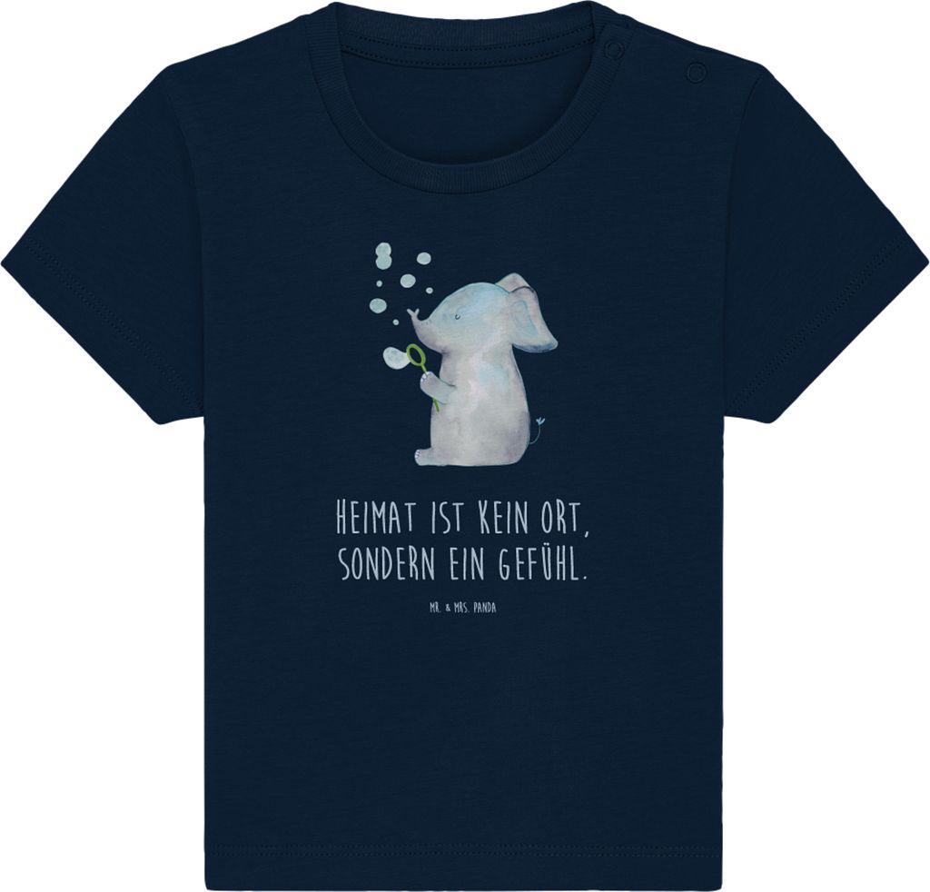 Mr. & Mrs. Panda T-Shirt Elefant Seifenblasen 0. - 6. Monat - French Navy - Geschenk, Lustige Sprüche, Babyshirt, Liebesspruch, Kinder Shirt, Heim...
