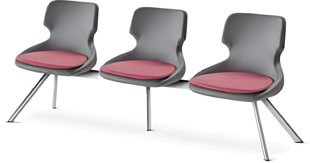 Büroeinrichtung Bürostühle Arbeitszimmer Schwarz Bordeaux 3-Sitzer Modern