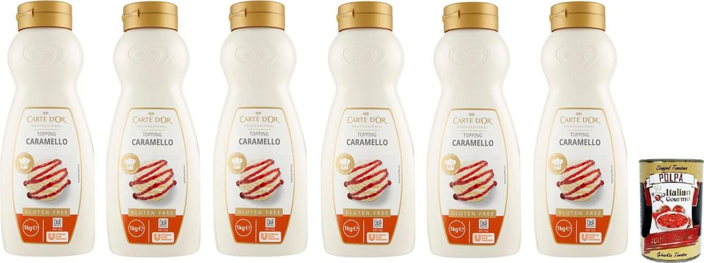 6x Carte d’Or Topping Caramello,Süße Sauce mit Karamellgeschmack zur Dekoration von Kuchen und Eiscreme 1Kg + Italian Gourmet Polpa di Pomodoro...