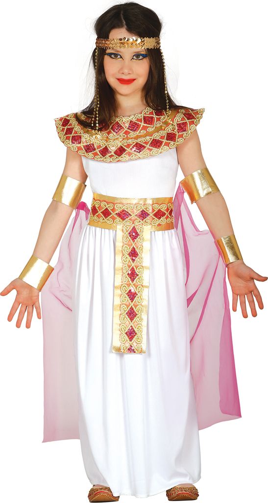 Ägyptische Königin Kostüm Karneval Mondprinzessin Pharao Style Cleopatra Ägypten Fasching Farbe, Größe: 110/116 Farbe: Weiß