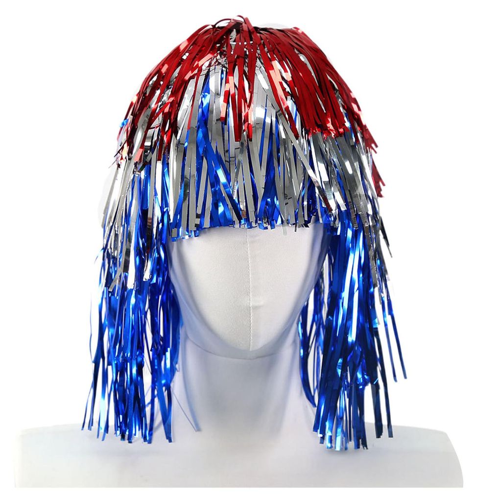 Glitzerperücken und Kostümzubehör im Disco-Stil mit Fransen, elastischem Bund und Metallic-Effekt für Cosplay und Tanz