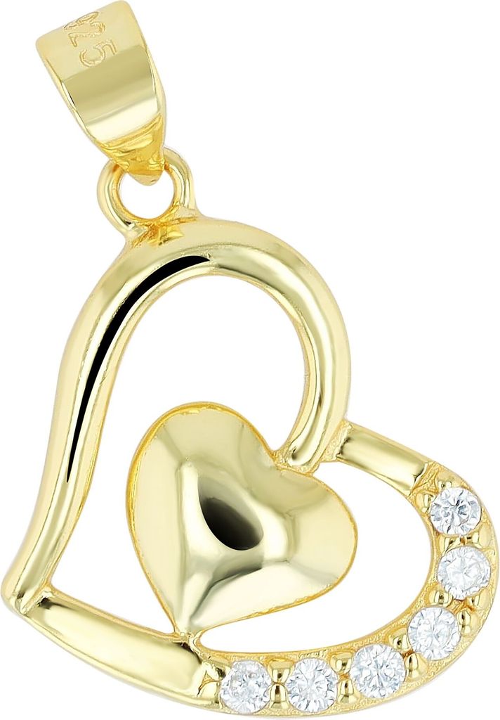 "Banja", 925/- Echt Silber Anhänger Herz mit Zirkonia, Produktbild 