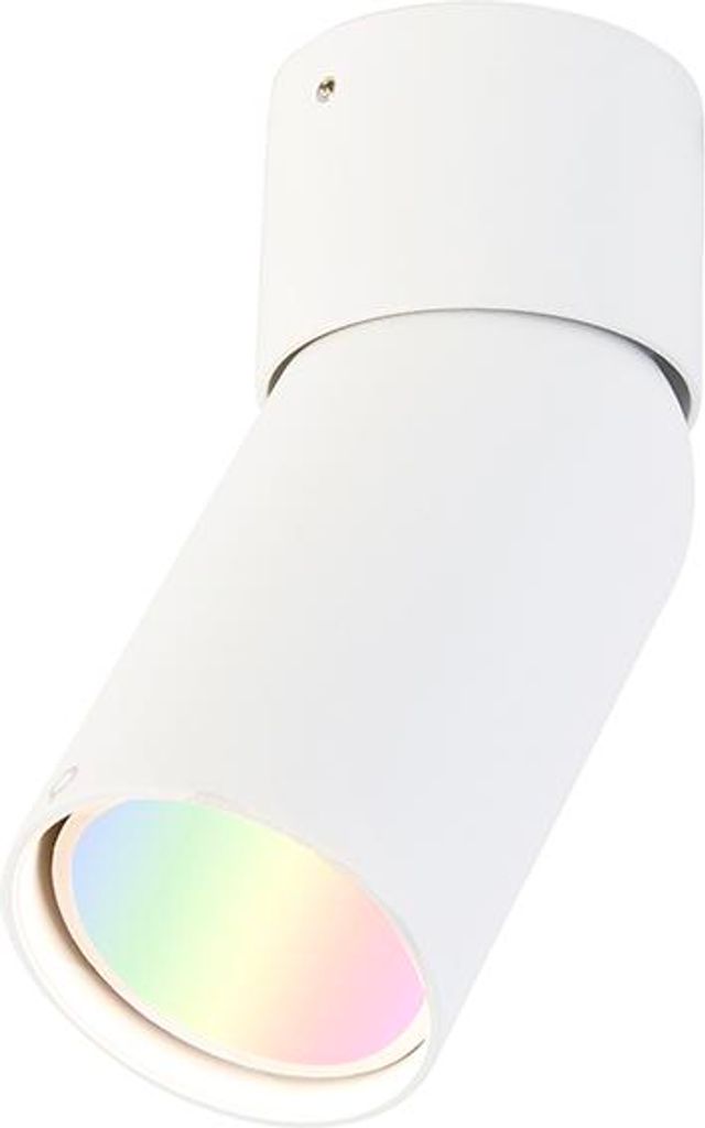 Qazqa Smart led Verstellbarer Deckenstrahler, Deckenspot - Falo - Weiß , inkl. 4.7W LED-Lampe, 2700K - 6000K, dimmbar, 10.8cm, Ideal als Flur, Kü...