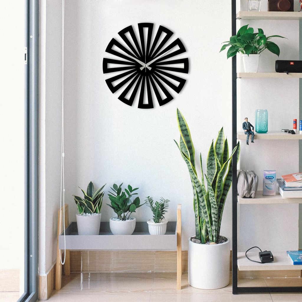 Opviq, Enzoclock - S003, Wanduhren, Schwarz, Metall, 48 x 48 cm