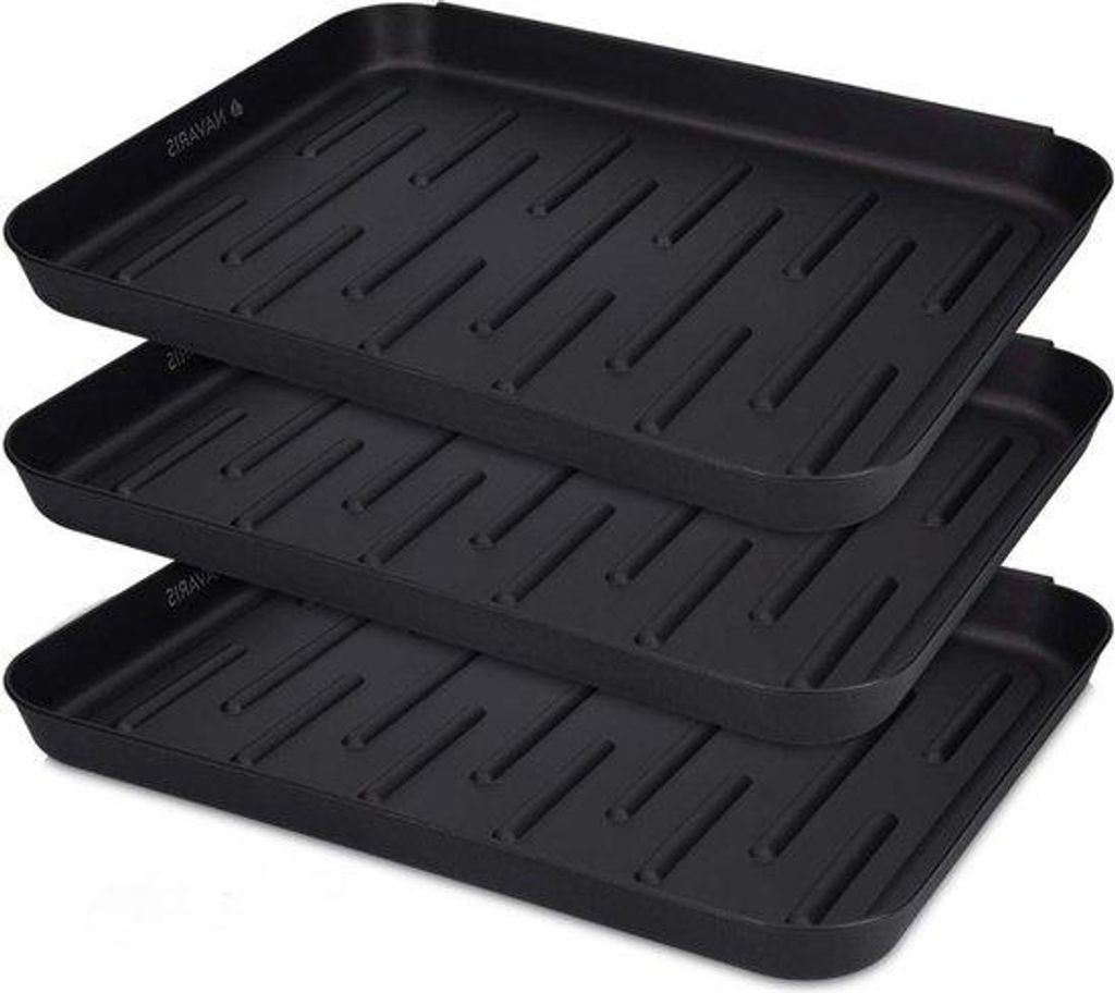 Kunststoff-Schuhe-Doppeltaschen, 3-teilige Schuhbox, für 3 Paar, 3 x 35 x 27 cm, schwarze Schuhverpackung.