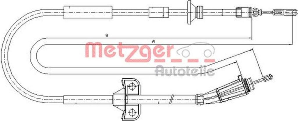 METZGER Handbremsseil 10.8185 hinten links hinten rechts links 1993/1912mm