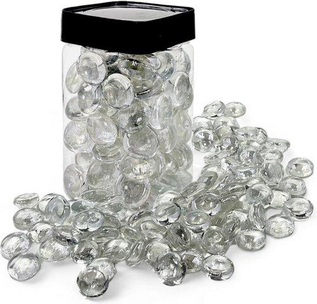 Dekorative Glasnuggets, transparent, 2 cm – Set à 450 g (ca. 72 Glasnuggets) – farbecht und schillernd – für Aquarien, Gärten, Kunsthandwe...