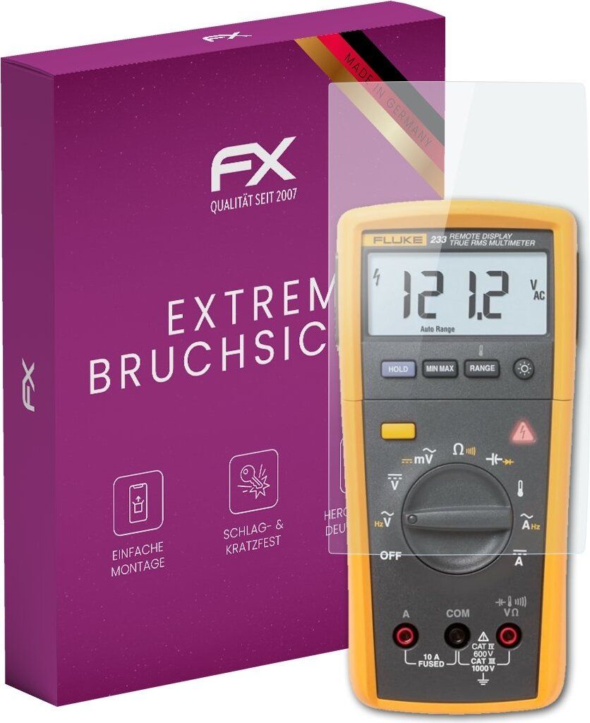 atFoliX FX-Hybrid-Glass Displayfolie kompatibel mit Fluke 233 Glasfolie