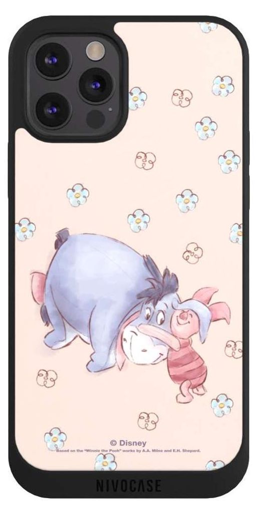 NIVOCASE Handyhülle für Apple iPhone 12 Pro Max Hülle NIVOpure Case Schwarz Disney Esel Winnie Puuh Ferkel