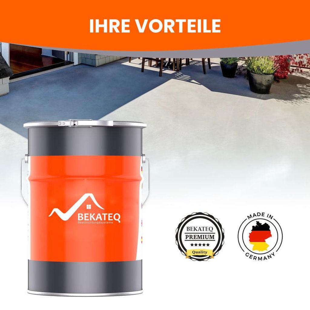 Betonfarbe 1L Kupferbraun Bodenfarbe für Garage, Keller, Werkstatt, Halle Bodenbeschichtung Bodenversiegelung - BEKATEQ BE-700