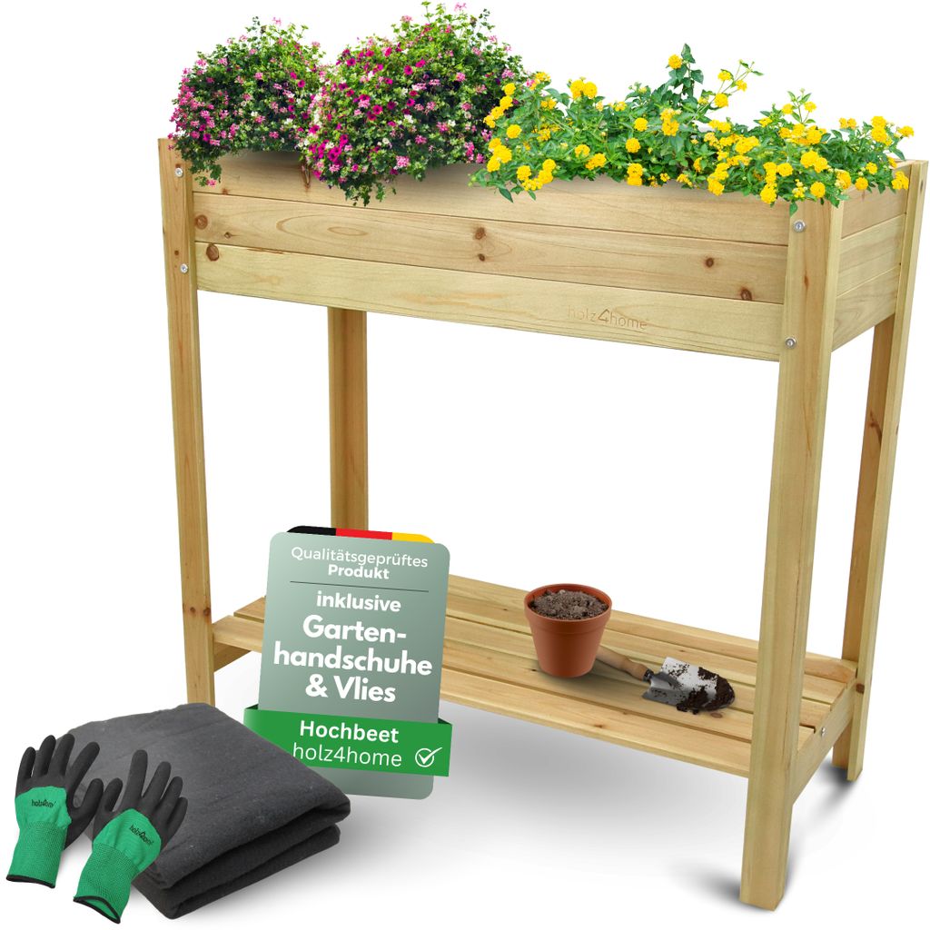 holz4home® Hochbeet inkl. Vlies-, Einlegevlies Naturholz Produktbild 