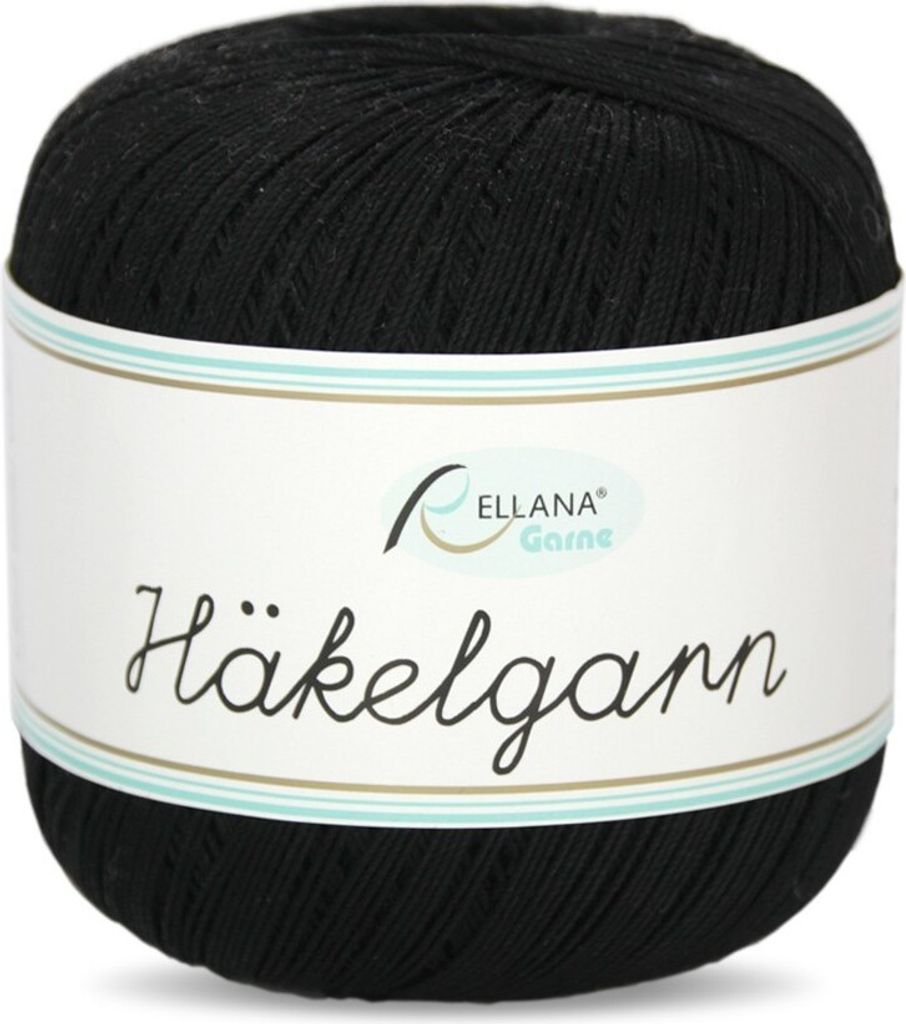 Rellana Häkelgarn, Filethäkelgarn, 50 gr/283m, 100 % Baumwolle schwarz (02)